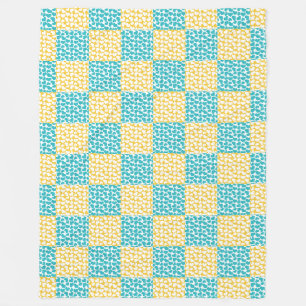 Gecontroleerde Liefde in Turquoise, Geel, en Wit Fleece Deken