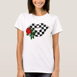 Gecontroleerde lippen kus rode roos t-shirt