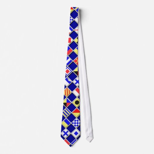 Gecontroleerde Nautical Flags Pattern Decor Stropdas (Voorkant)