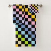 Gecontroleerde pasteelregenboog zwart bad handdoek (Insitu)