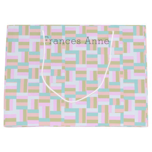Gecontroleerde patroonroze/blauw-groen/goud/wit groot cadeauzakje (Voorkant)