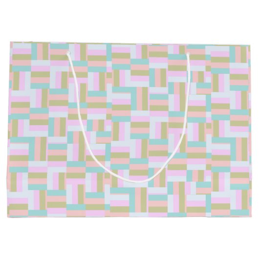 Gecontroleerde patroonroze/blauw-groen/goud/wit groot cadeauzakje (Achterkant)