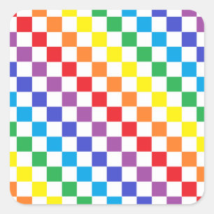 Gecontroleerde regenboog vierkante sticker