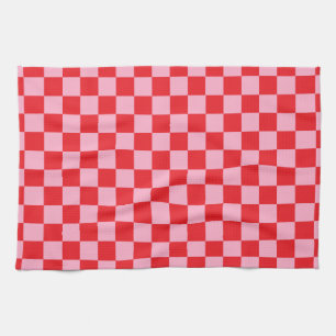 Gecontroleerde roze en rood theedoek