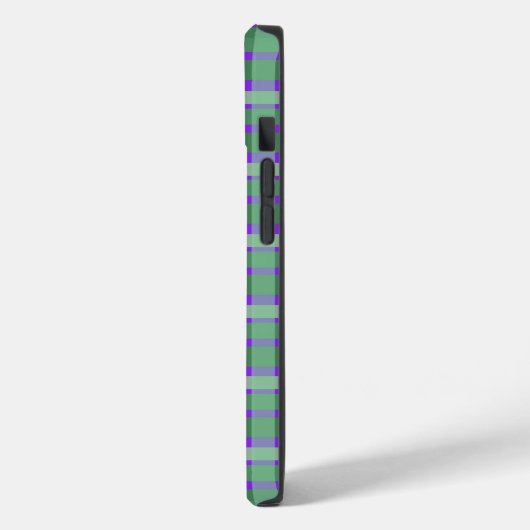 Gecontroleerde tartan groene strepen op Paars Case-Mate iPhone Case (Achterkant / Links)