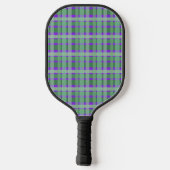 Gecontroleerde tartan groene strepen op Paars Pickleball Paddle (Achterkant)