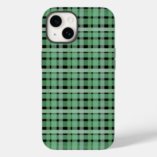 Gecontroleerde tartan groene strepen op zwart Case-Mate iPhone 14 hoesje