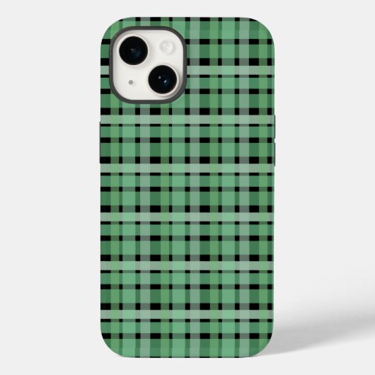 Gecontroleerde tartan groene strepen op zwart Case-Mate iPhone case (Achterkant)