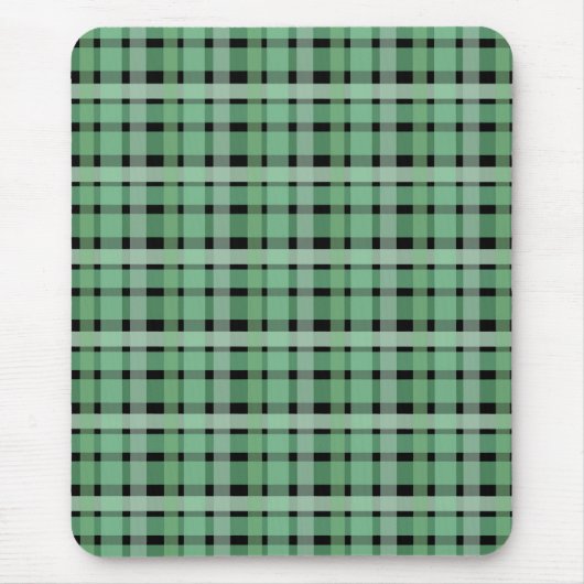 Gecontroleerde tartan groene strepen op zwart muismat (Voorkant)