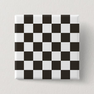 Gecontroleerde vlag (zwart en wit) (het Patroon va Vierkante Button 5,1 Cm