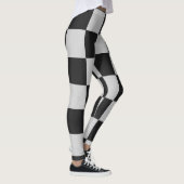 Gecontroleerde zwarte en witte vierkantjes of KLAN Leggings (Rechts)