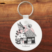 Gecorrigeerde feestelijke en feilloze woning sleutelhanger (Voorkant)