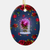 Gecorrigeerde magische rode roze schoonheid keramisch ornament (Achterkant)