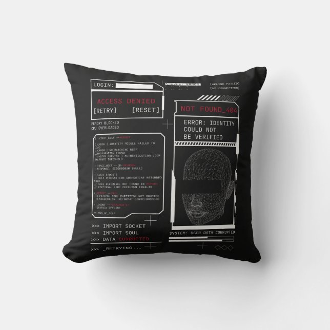 Gecorrumpeerd - Techno-Brutalist Streetwear Design Kussen (Voorkant)