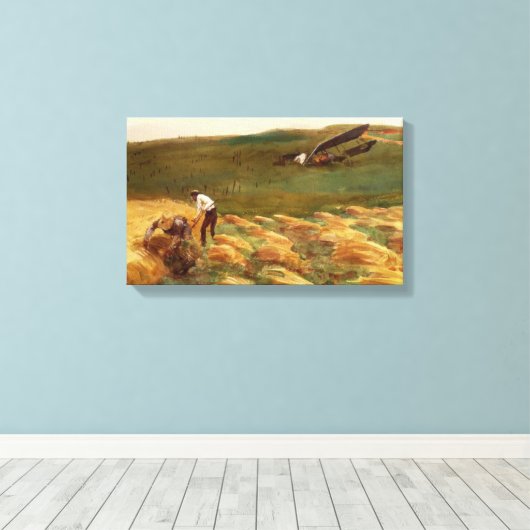 Gecrasht vliegtuig (door John Singer Sargent) Canvas Afdruk (Insitu (Houten vloer))