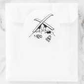 Gecrashte skiër ronde sticker (Tas)