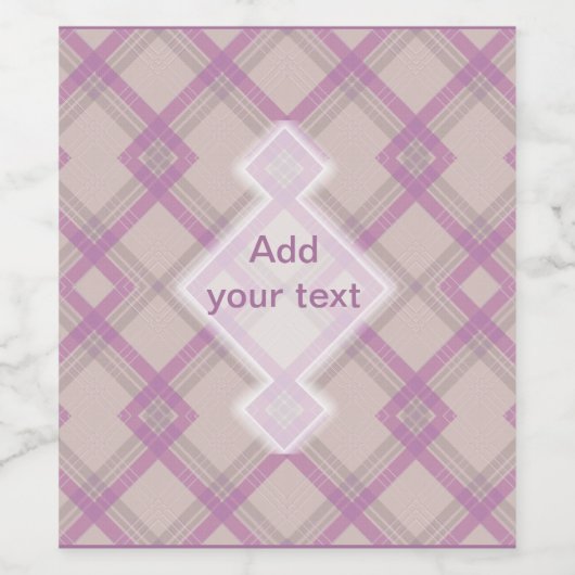 Gecroseerde Happy Paars & crème, witte cheques Wijn Etiket (Enkel label)