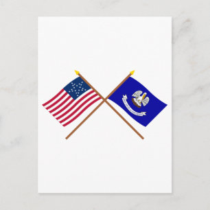 GeCrossed-US 20-star en Louisiana State Flags Briefkaart