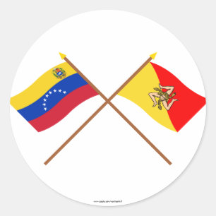 GeCrossed-Venezuela en Siciliaanse vlaggen Ronde Sticker