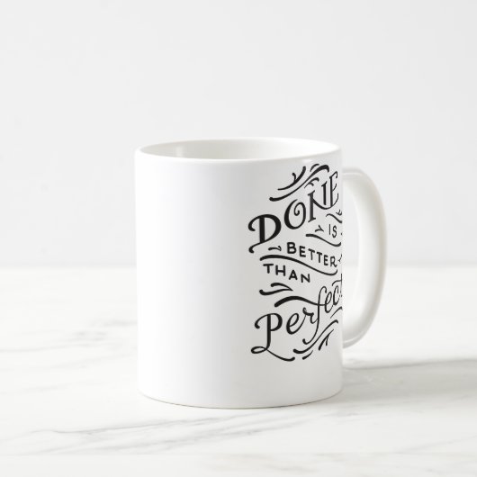 gedaan is beter dan perfecte mok - zwart - wit (Voorkant rechts)