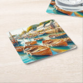 Gedaan te vierkante kartonnen onderzetter (Schuin)