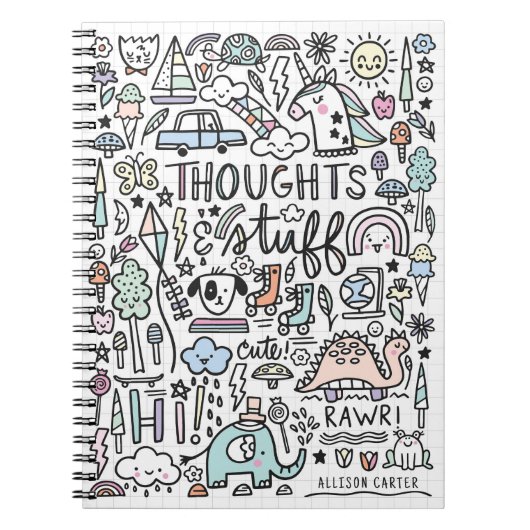 Gedachten & Dingen Schattige Kleine Doodles Notitieboek (Voorkant)