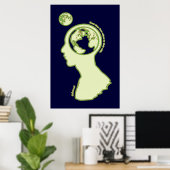 Gedachten in een baan om de aarde poster (Thuiskantoor)