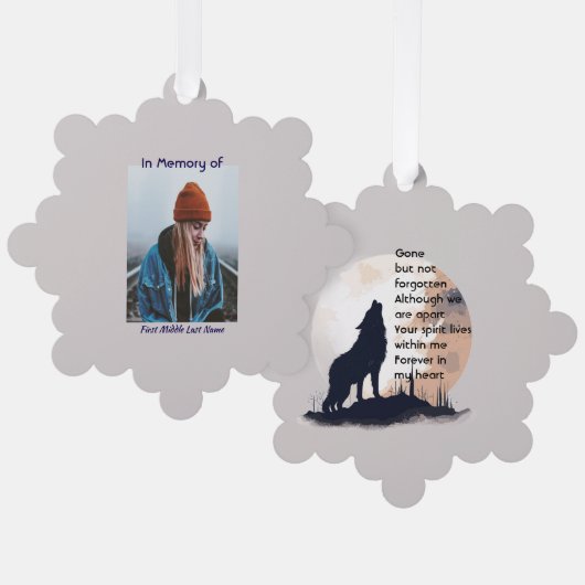 Gedachtenisgebed Lone Wolf Howling Ornament Kaart (Voorkant / Achterkant)