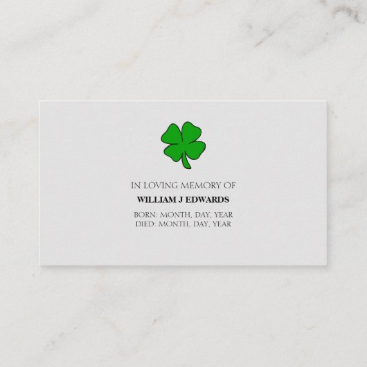 Gedachtenisgebed Zegening Kaart Ozarks Visitekaartje (Achterkant)