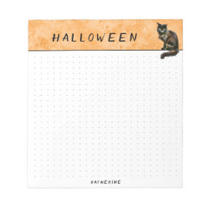 gedateerd   Halloween Black Cat Photo Oranje Grung Notitieblok