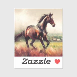 Gedateerd Kerstmis Hardlopen Bruin Paard Sticker