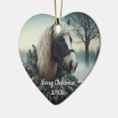 Gedateerd Kerstmis Paard Liefde Kunst Keramisch Ornament (Links)