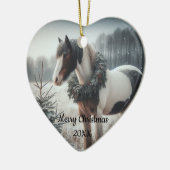 Gedateerd Kerstmis Paard Liefde Kunst Keramisch Ornament (Links)