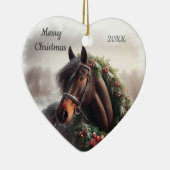 Gedateerd Kerstmis Paard Liefde Kunst Keramisch Ornament (Rechts)