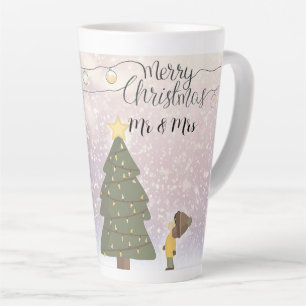 Gedateerd Mr. & Mrs. Yellow Star Xmas Art Latte Mok