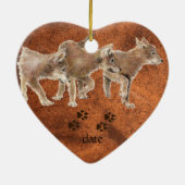 Gedateerde douane, Wolf, Wolven & Tracks Animal Keramisch Ornament (Achterkant)