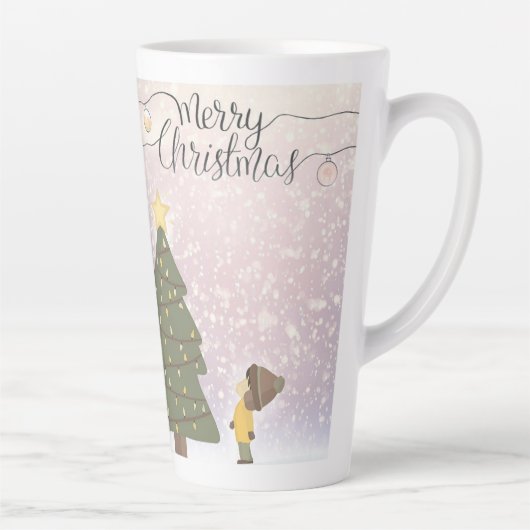 Gedateerde gele ster kerstkunst latte mok (Rechts)