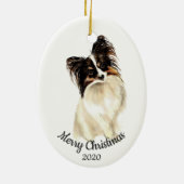 Gedateerde Kerst Custom Waterverf Duitse Herder Keramisch Ornament (Achterkant)
