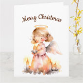 Gedateerde Kerstmis Engel voor Vreugde Zegen Kaart (Gele Bloem)