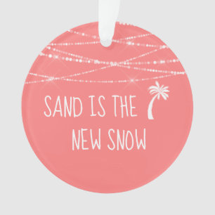 Gedateerde Tropische Koraal Eerste Kerstmis in Flo Ornament