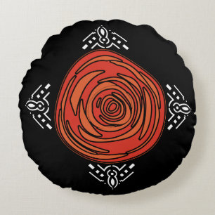 Gedecofiëerd Roos (rood, zwart en wit) Rond Kussen