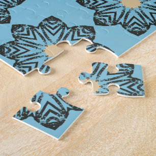 Gedecoreerd geometrisch bloemmedaillonpatroon legpuzzel
