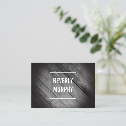 Gedecoreerd hout met versiering en vignette visitekaartje (Staand voorkant)