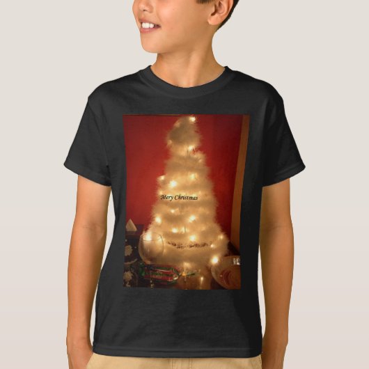 Gedecoreerde witte kerstboom t-shirt (Voorkant)