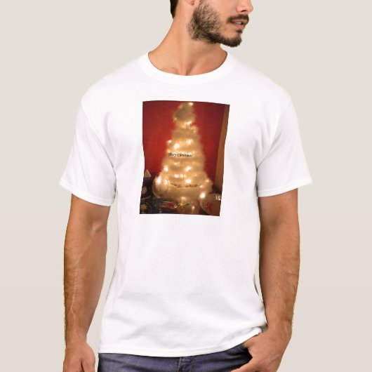 Gedecoreerde witte kerstboom t-shirt (Voorkant)