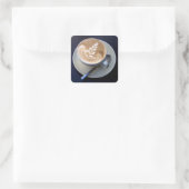 Gedecormeerd Cappucino Vierkante Sticker (Tas)