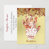  gedecormeerd Mehndi Henna Hand Design Kaart (Voorkant / Achterkant)