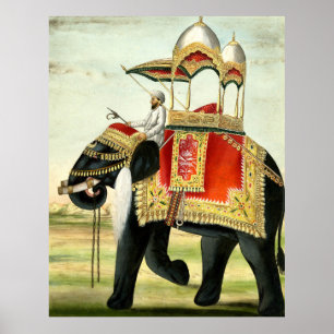 gedecormeerd olifant met howdah schilderen poster