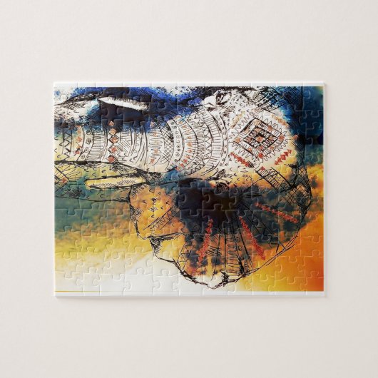 Gedecormeerd olifant schilderen legpuzzel (Horizontaal)