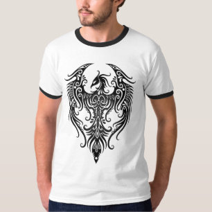 Gedecormeerd zwart-wit Phoenix T-shirt